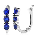 Tanzanian Blue Spinel (DF) 2.30 ctw Huggie Hoop Earrings in Platinum Over Sterling Silver - Sticky add to cart bar