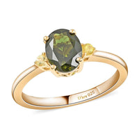 Premium Chrome Tourmaline, Canary Tourmaline Ring in Vermeil YG Over Sterling Silver (Size 10.0) 1.25 ctw