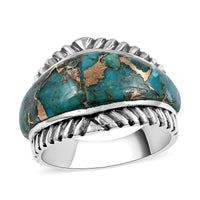 SANTA FE Style Mojave Blue Turquoise Ring in Sterling Silver 3.70 ctw