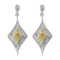 Natural Yellow and White Diamond I3 Dangle Earrings in Rhodium and Platinum Over Sterling Silver 0.50 ctw - Sticky add to cart bar