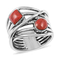 SANTA FE Style Coral Layered Look Ring in Sterling Silver 8.40 Grams - Sticky add to cart bar