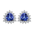 Peacock Tanzanite White Zircon Stud Earrings in Platinum Over Sterling Silver, Sunburst Earrings, Solitaire Studs 1.25 ctw - Sticky add to cart bar