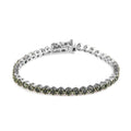 Green Diamond Floral Bracelet in Platinum Over Sterling Silver (6.50 In) 3.00 ctw - Sticky add to cart bar