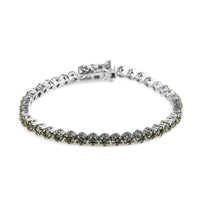 Green Diamond Floral Bracelet in Platinum Over Sterling Silver (6.50 In) 3.00 ctw