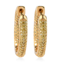 Natural Yellow Diamond I3 Hoop Earrings in Vermeil Yellow Gold Over Sterling Silver 1.00 ctw