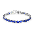 Tanzanian Blue Spinel and Natural Thai Black Spinel Tennis Bracelet in Platinum Over Sterling Silver (8.00 In) 11 Grams 16.00 ctw - Sticky add to cart bar