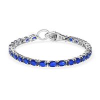 Tanzanian Blue Spinel and Natural Thai Black Spinel Tennis Bracelet in Platinum Over Sterling Silver (8.00 In) 11 Grams 16.00 ctw