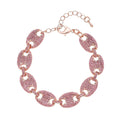 Pink Color Austrian Crystal Mariner Link Bracelet in Rosetone (7.50-9.50In) - Sticky add to cart bar
