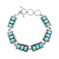 SANTA FE Style Kingman Turquoise Bracelet in Sterling Silver (8.00 In) 14.60 Grams 6.00 ctw