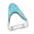 SANTA FE Style Kingman Turquoise Asymmetrical Ring in Sterling Silver (Size 10) 1.50 ctw - Sticky add to cart bar