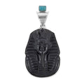 Sajen Silver Black Onyx Carved and Turquoise Pendant in Sterling Silver 75.40 ctw - Sticky add to cart bar