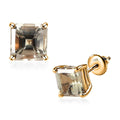 18K Yellow Gold Asscher Cut AAA Turkizite Solitaire Stud Earrings 2.50 ctw - Sticky add to cart bar