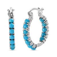 AMERICAN Natural Sleeping Beauty Turquoise Inside Out Hoop Earrings in Stainless Steel 2.25 ctw