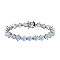 Premium Rainbow Moonstone Tennis Bracelet in Platinum Over Sterling Silver (7.25 In) 25.50 ctw