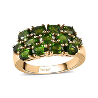 Natural Chrome Diopside Cluster Ring in Platinum Over Sterling Silver (Size 10.0) 2.40 ctw