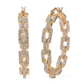 White Austrian Crystal Paper Clip Chain Hoop Earrings in Goldtone - Sticky add to cart bar
