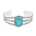 SANTA FE Style Mojave Turquoise Cuff Bracelet in Sterling Silver (6.50 In) 20.2 Grams 18.00 ctw - Sticky add to cart bar