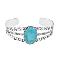 SANTA FE Style Mojave Turquoise Cuff Bracelet in Sterling Silver (6.50 In) 20.2 Grams 18.00 ctw