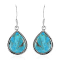 SANTA FE Style Kingman Turquoise Teardrop Dangle Earrings in Sterling Silver 12.00 ctw - Sticky add to cart bar