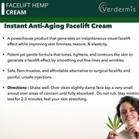 Verdermis Instant Facelift Hemp Cream 10ml/0.33oz (Made in USA), Best Anti Aging Face Cream