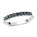 Doorbuster Blue Diamond (IR) Half Eternity Band Ring in Platinum Over Sterling Silver (Size 7.0) 0.50 ctw - Sticky add to cart bar