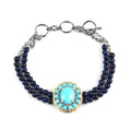 Sleeping Beauty Turquoise and Lapis Lazuli Beaded Bracelet in 14K YG and Platinum Over Sterling Silver (6.50 In) 29.40 ctw - Sticky add to cart bar