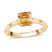Luxoro 10K Yellow Gold Asscher Cut AAA Madagascar Yellow Sapphire Solitaire Ring 1.20 ctw