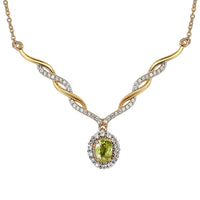 AAA Sava Sphene and Natural White Zircon Necklace 18 Inches in Vermeil Yellow Gold Over Sterling Silver 1.75 ctw