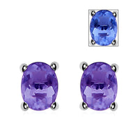 Color Change Fluorite Stud Earrings in Rhodium Over Sterling Silver 3.00 ctw