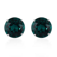 Doorbuster Emerald Color Crystal Solitaire Stud Earrings in Sterling Silver