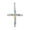 Aurora Borealis Crystal Cross Pendant in Sterling Silver - Sticky add to cart bar