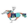 SANTA FE Style Multi Gemstone Runing Horse Pendant in Sterling Silver 13.40 Grams 2.10 ctw - Sticky add to cart bar