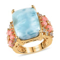 Larimar and Multi Gemstone Ring in Vermeil Yellow Gold Over Sterling Silver 7.75 Grams 16.85 ctw - Sticky add to cart bar