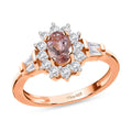 Natural Blush Tourmaline and Natural White Zircon Ring in Vermeil Rose Gold Over Sterling Silver 1.00 ctw - Sticky add to cart bar