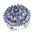 DOORBUSTER Tanzanite Floral Spray Ring in Platinum Over Sterling Silver (Size 10.0) 5.50 ctw - Sticky add to cart bar