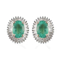 Luxoro 10K Yellow Gold Premium Boyaca Colombian Emerald and G-H I3 Diamond Halo Stud Earrings 1.25 ctw - Sticky add to cart bar