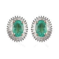 Luxoro 10K Yellow Gold Premium Boyaca Colombian Emerald and G-H I3 Diamond Halo Stud Earrings 1.25 ctw