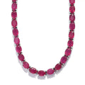 Niassa Ruby (FF) Tennis Necklace in Platinum Over Sterling Silver, Ruby Necklace, Line Necklace, Sterling Silver Necklace 18 Inches 63.00 ctw - Sticky add to cart bar