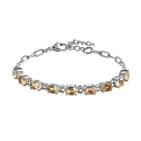 Multi Gemstone Paper Clip Chain Bracelet in Platinum Bond and Stainless Steel (6.50 In) 4.25 ctw