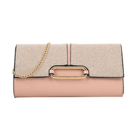 MC Golden Crocodile Pattern Faux Leather Clutch with Chain Strap (9.5x1.5x5")