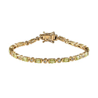 AAA Sava Sphene and Natural White Zircon Bracelet in Vermeil Yellow Gold Over Sterling Silver (6.50 In) 5.35 ctw