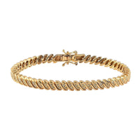 Natural Yellow Diamond I3 2 Row Bracelet in Vermeil Yellow Gold Over Sterling Silver (7.25 In) 20.15 Grams 1.50 ctw