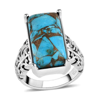Doorbuster Matrix Silver Shungite Solitaire Ring in Platinum Over Copper with Magnet 9.35 ctw