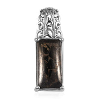 Doorbuster Chestnut Brine Turquoise Pendant in Platinum Over Copper with Magnet 11.42 ctw