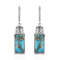 Doorbuster Chestnut Brine Turquoise Lever Back Earrings in Platinum Over Copper with Magnet and Stainless Steel 8.90 ctw - Sticky add to cart bar