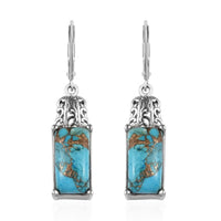 Doorbuster Chestnut Brine Turquoise Lever Back Earrings in Platinum Over Copper with Magnet and Stainless Steel 8.90 ctw