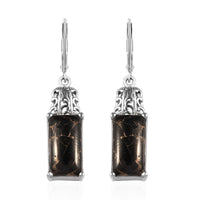 Doorbuster Chestnut Brine Turquoise Lever Back Earrings in Platinum Over Copper with Magnet and Stainless Steel 8.90 ctw