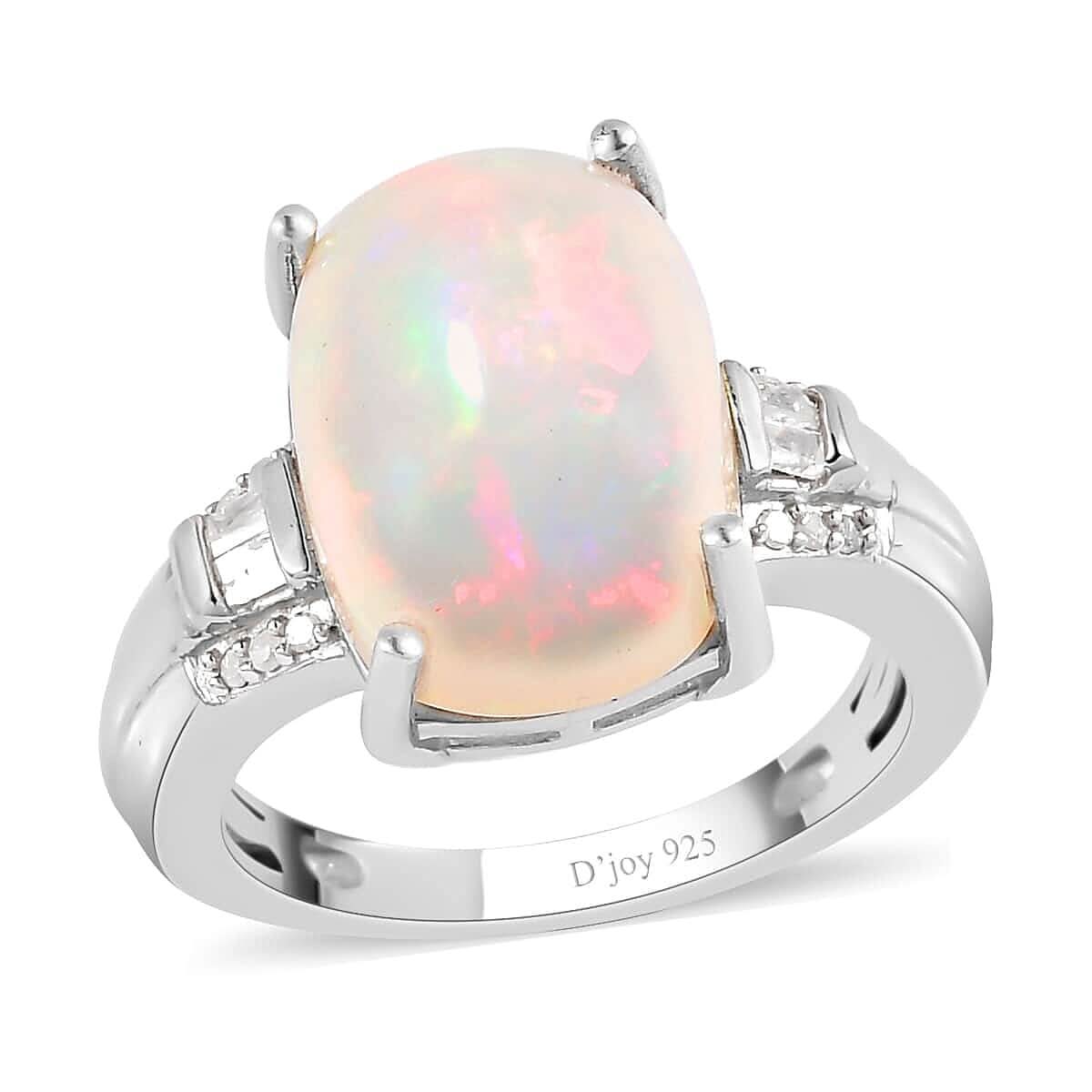 Premium Ethiopian Welo Opal and Diamond Ring in Platinum Over Sterling Silver 5.00 ctw