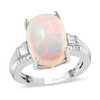 Premium Ethiopian Welo Opal and Diamond Ring in Platinum Over Sterling Silver 5.00 ctw