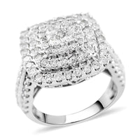 NY Closeout 14K White Gold H-I I1 Diamond Cluster Ring 5.60 Grams 2.00 ctw